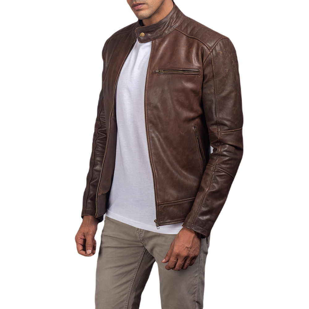 Modern Viper Brown Jacket Spencer Leather