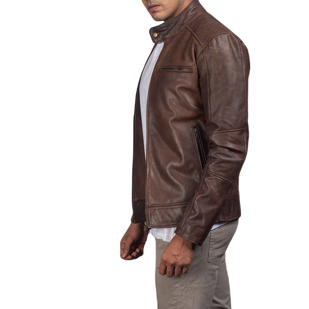 Modern Viper Brown Jacket Spencer Leather