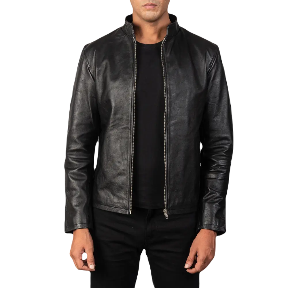 Black Minimal Leather Jacket Spencer Leather