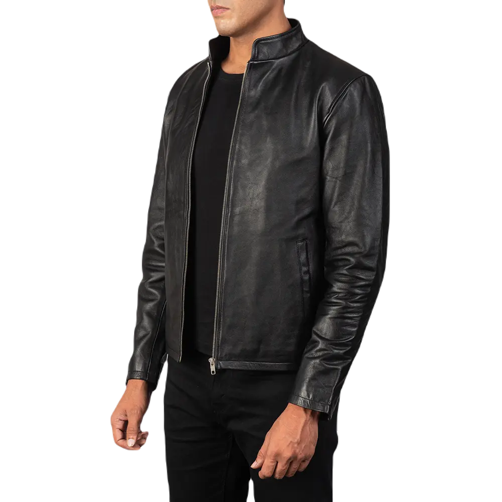 Black Minimal Leather Jacket Spencer Leather