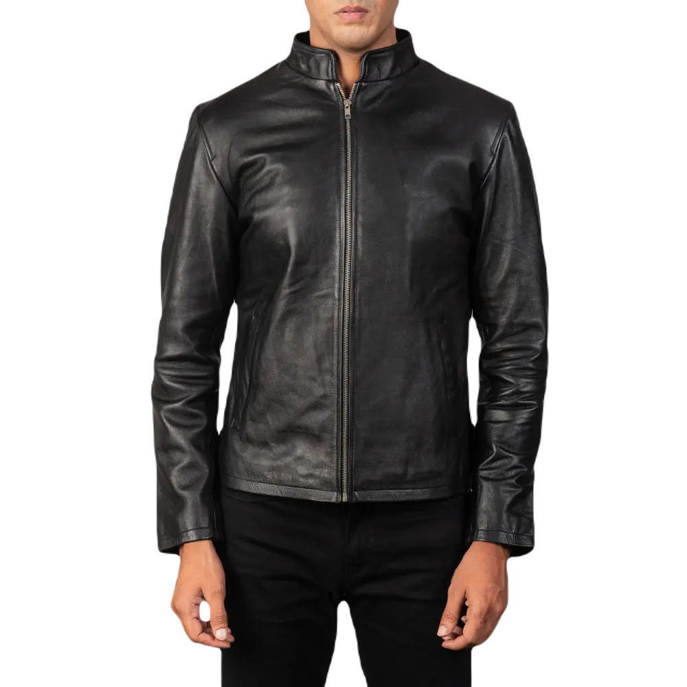 Black Minimal Leather Jacket Spencer Leather