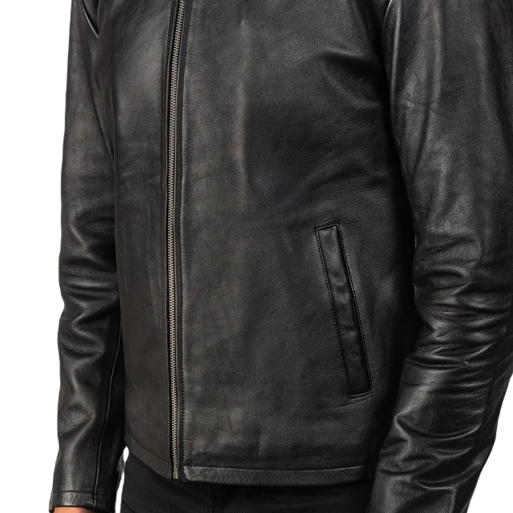 Black Minimal Leather Jacket Spencer Leather