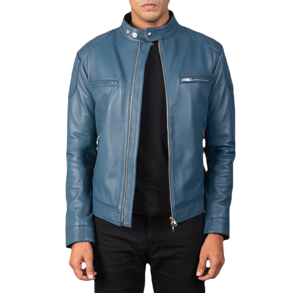 Blue Shelby Leather Jacket Spencer Leather