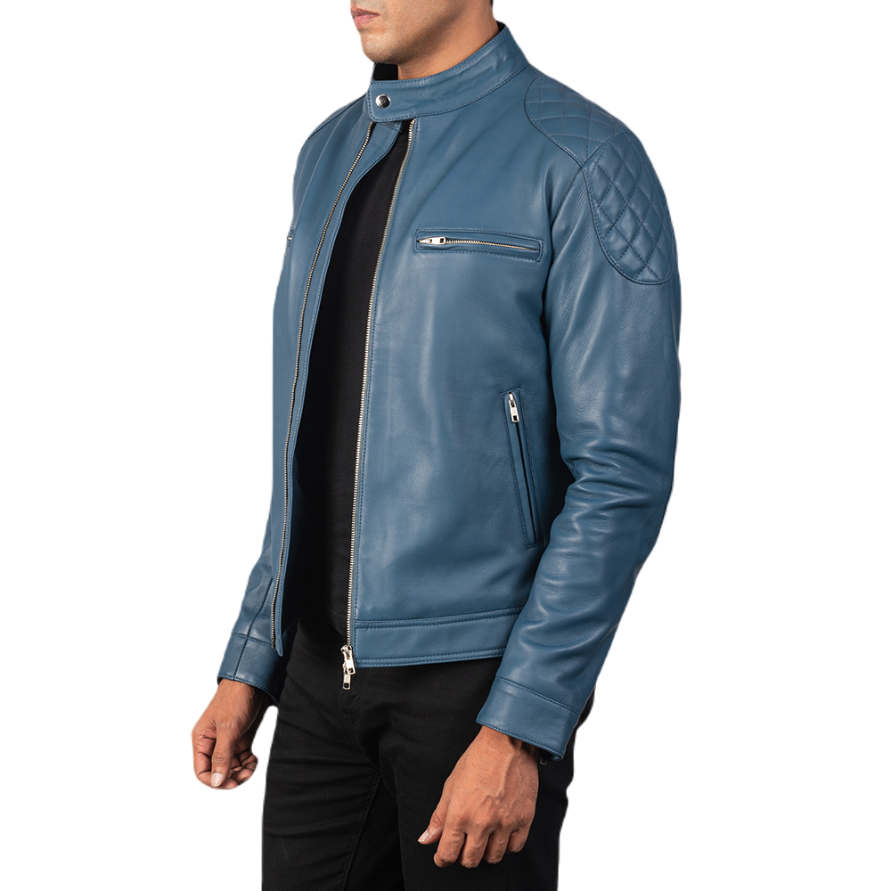 Blue Shelby Leather Jacket Spencer Leather