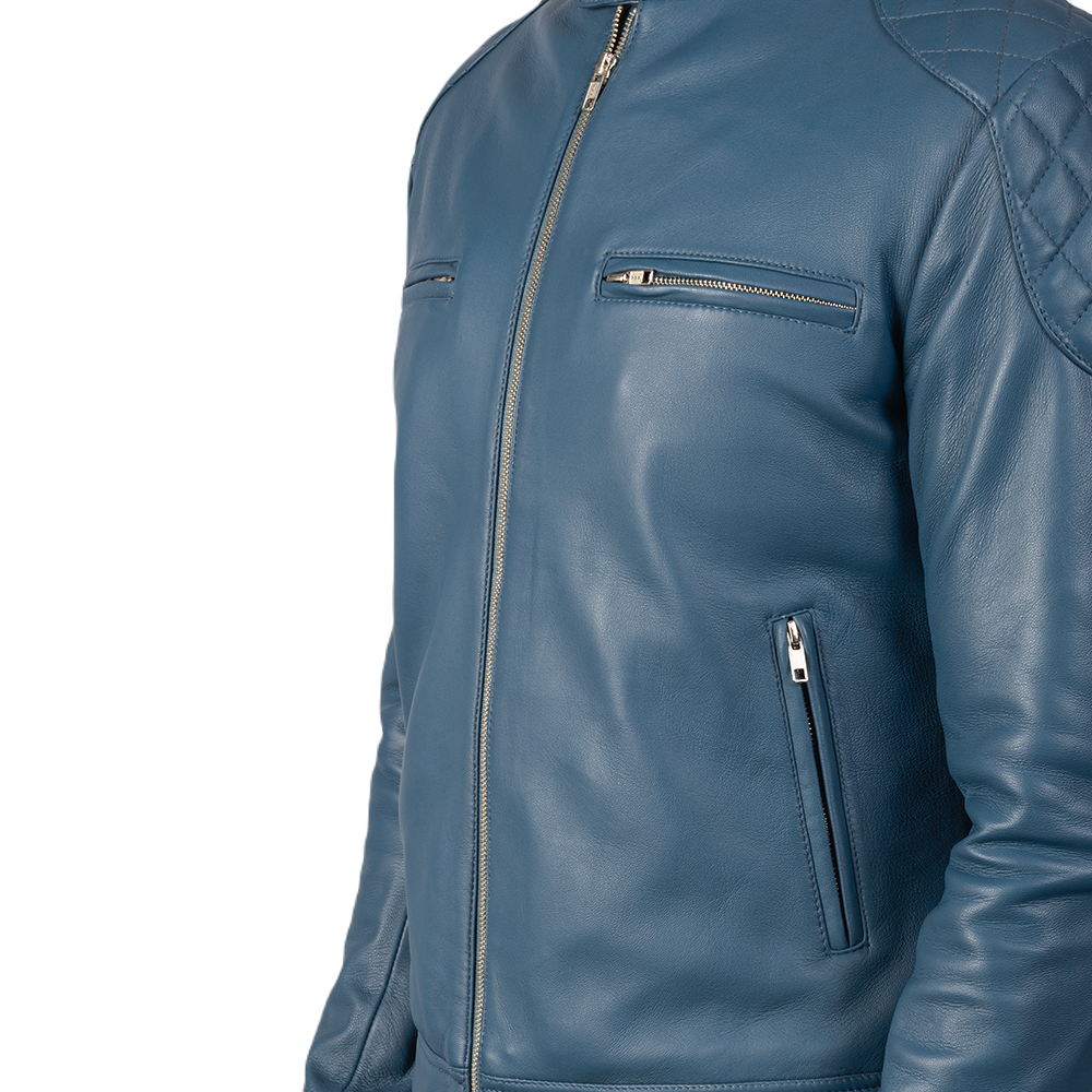 Blue Shelby Leather Jacket Spencer Leather