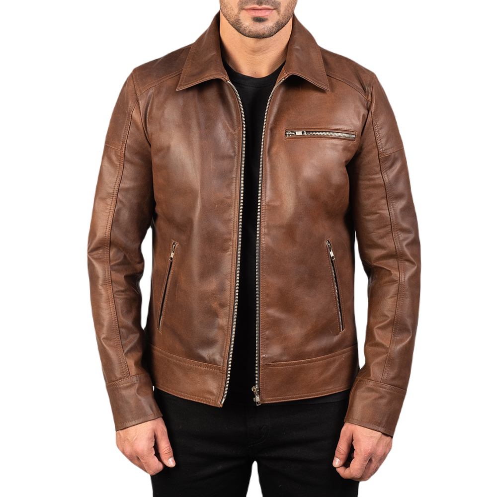 Brown Sandstone Leather Jacket Spencer Leather