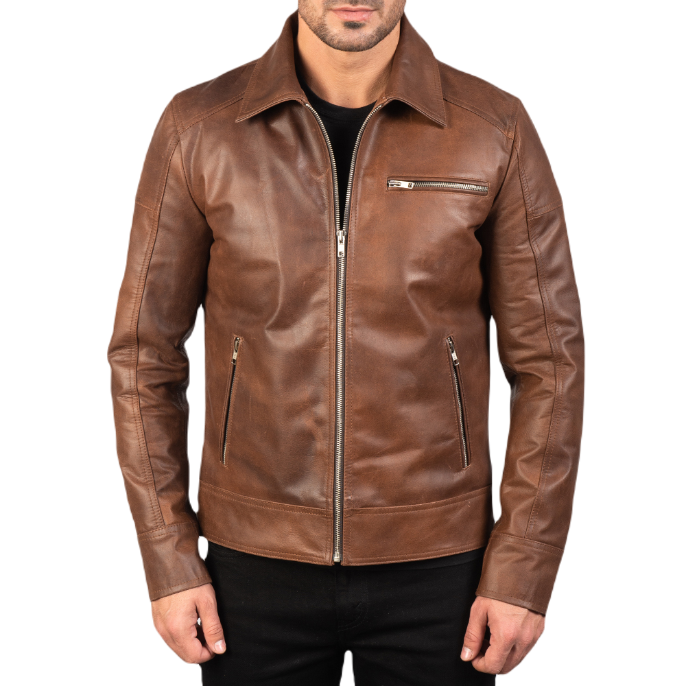 Brown Sandstone Leather Jacket Spencer Leather