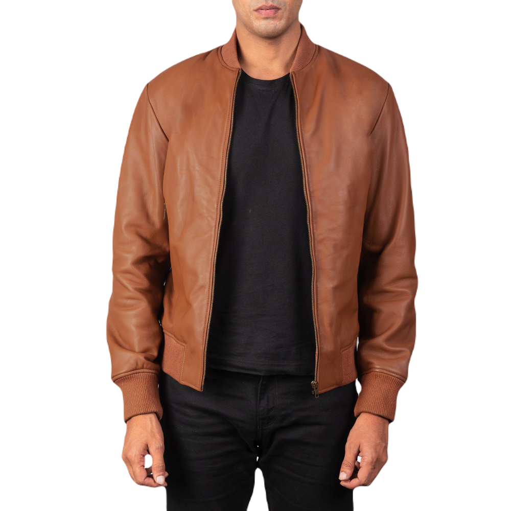 Maverick Brown Bomber Jacket Spencer Leather