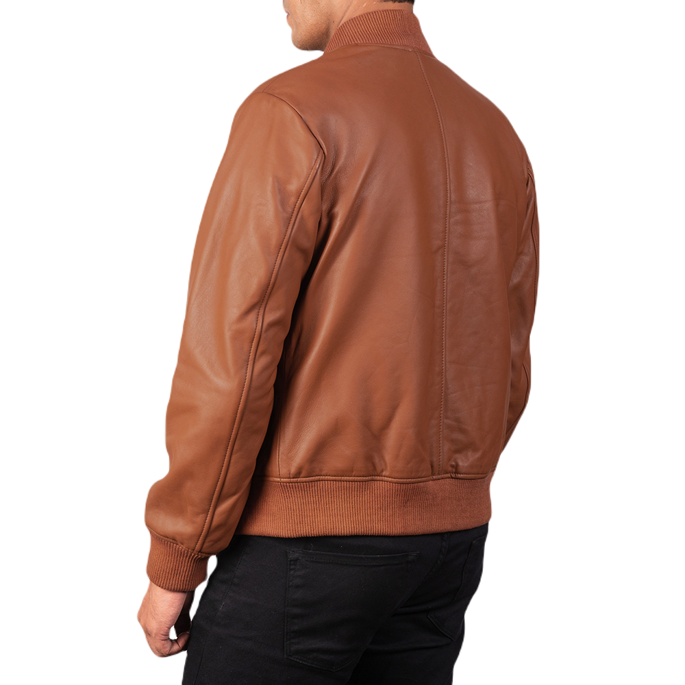 Maverick Brown Bomber Jacket Spencer Leather