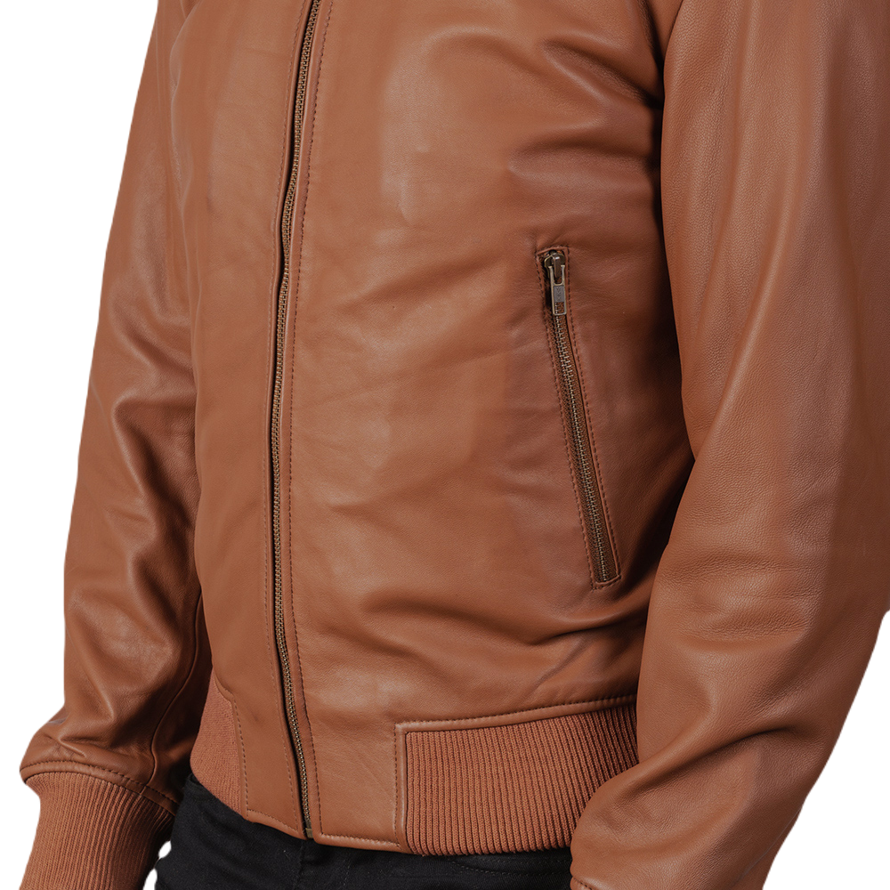 Maverick Brown Bomber Jacket Spencer Leather