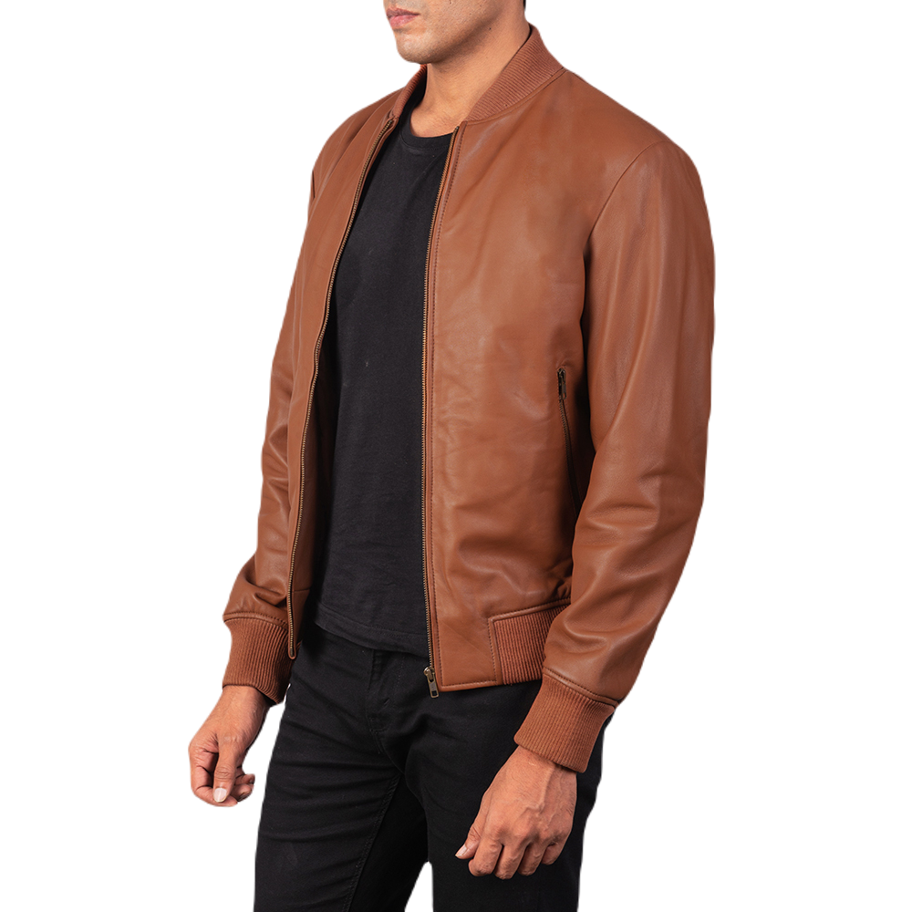 Maverick Brown Bomber Jacket Spencer Leather