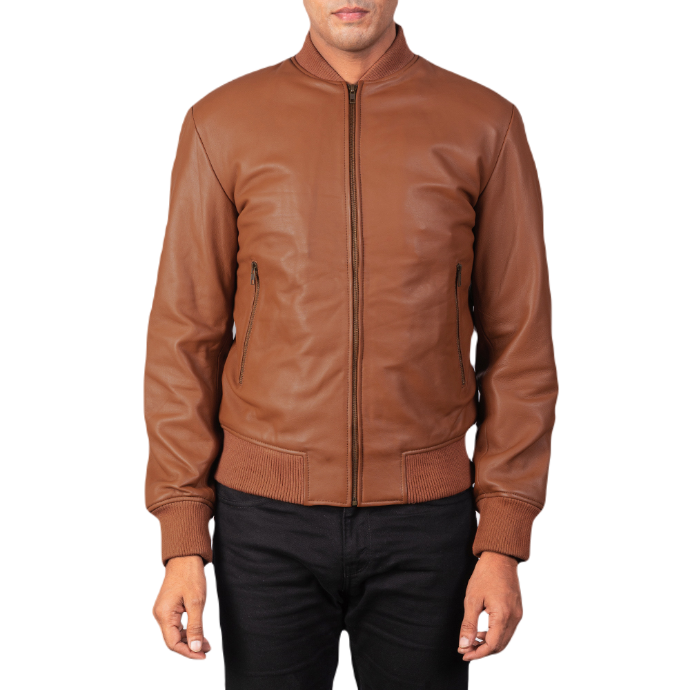 Maverick Brown Bomber Jacket Spencer Leather